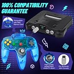 FISUPER N64 Controller Wired Classic Game Controller Joystick for N64 Console (Clear Blue)