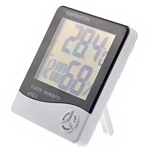 Yardwe - Puede mostrar higrómetro de temperatura Medidor de humedad Color principalmente blanco. para fácil de leer. Hidrómetro para pantalla LCD de
