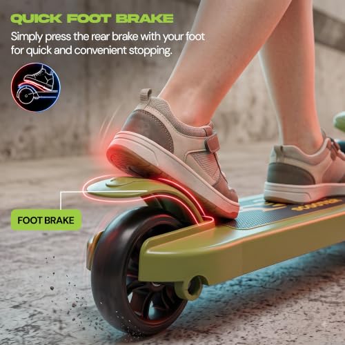 Image of Baybee Twirlo Baby Kick Scooters for Kids with 3 Height Adjustment | Foldable Skating Scooter with Foot Brake | Kids Scooter with RGB Lights & Music | Runner Scooters for Kid 2-10 Years (Green)