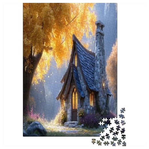 Una acogedora cabaña con Chimenea en el Bosque,Rompecabezas para Adultos 38x26cm/1000pcs,Juegos De Desafío De