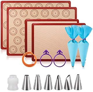Macaron Silicone Mat Baking Kit - (16pcs Set)2 Half Sheet Macaron Mat,2 Quarter