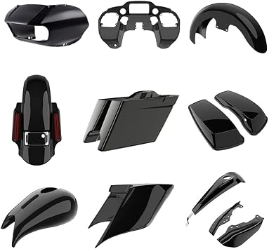 Advanblack Motorcycle Complete Body Work Custom For Harley 2015+ Road Glide with Outer Fairing, 4.5 Stretched Saddlebags, Dominator Rear Fender, Front Fender, Tank Cover, Side Covers