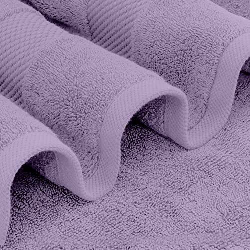 Image of White Classic Luxury Bath Towels Set of 4 Large - 700 GSM Cotton Ultra Soft Bath Towels 27x54 | Highly Absorbent and Quick Dry | Hotel Towels for Bathroom Luxury, Plush Shower Towels, Lavender