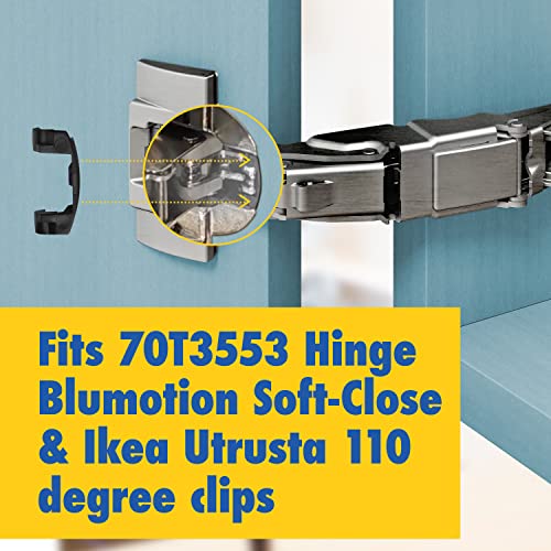 Impresa [50 Pack] Impresa Cabinet Restrictor Clips For Blum 70T3553 Hinge Blumotion Soft-Close - Invisible Cabinet Door Restraint For Ikea 110 Degree Clip - Restrictor Clips For Kitchen Cabinet Hinges #TOP1