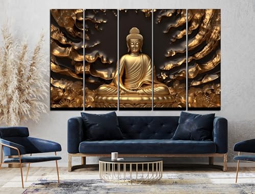 Image of CN RETAILS Lord Budha Beautiful flowers painting with frame Big Size(48x30) Wall art for living room,Bedroom,Drawing room,Hotels-Wooden Framed-Digital Painting ss04 06