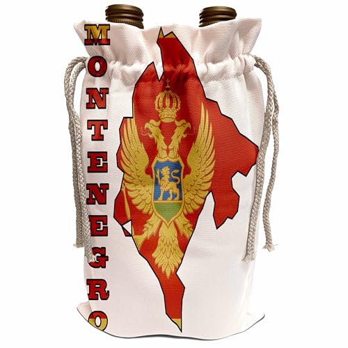 3dRose Montenegro Flag & Map Wine Bag