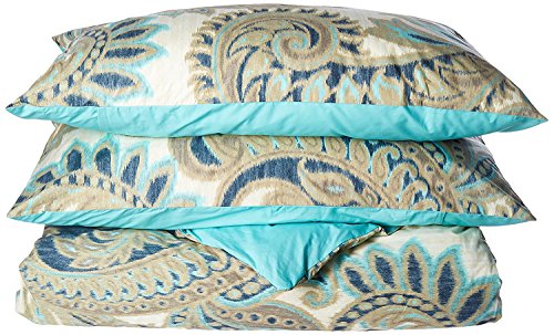 Ink+Ivy Mira Duvet Cover Full/Queen Size - Teal , Paisley Duvet Cover Set – 3 Piece – 100% Cotton Light Weight Bed Comforter Covers