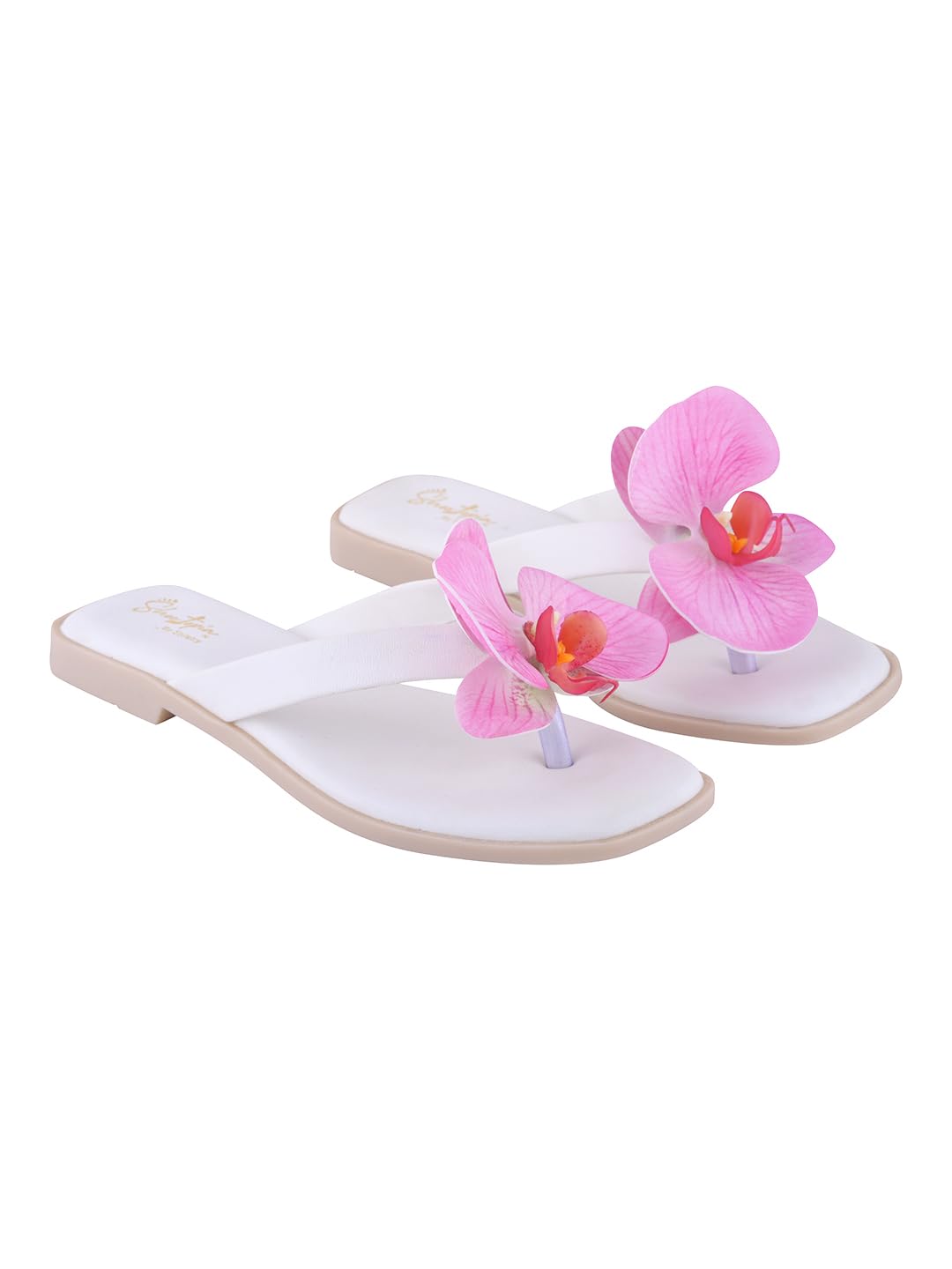 shoetopia Women's Floral Embellished Flat Sandals | Stylish Open Toe Slip-On Flats | Comfortable Cushioned Footbed | Casual, Ethnic & Festive-picture-29
