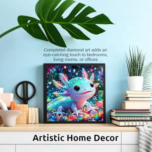 Image of HASTHIP Diamond Painting Kit for Adults 5D Full Drill Gem Round Diamond Art Colorful Axolotl DIY Painting Set for Home Decor and Relaxing Craft Activity