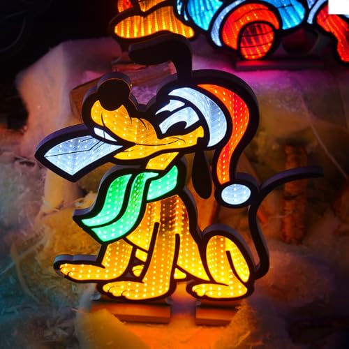 Christmas Inspirations Officially Licensed Disney 60cm Pluto Infinity Mirror Effect 3D Christmas LED Light Up Figure - Indoor Outdoor Mains Powered Freestanding Xmas Decoration