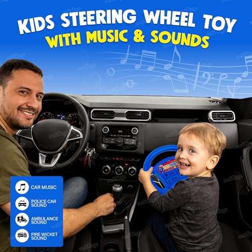 Image of Zest 4 Toyz Kids Steering Wheel Toy with Music and Sounds Rotating Wheel Car Police Ambulance Fire Siren Effects Fun Play Toy (Random Color)