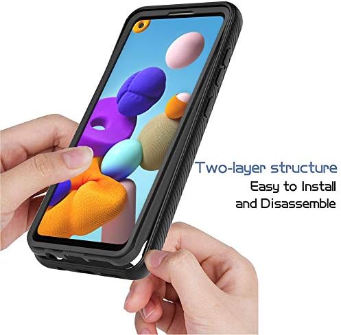 CENHUFO for Samsung Galaxy A21S Case, with Built-in Screen Protector Military Grade Shockproof Clear Cover 360° Full Body Protective Rugged Bumper Phone Case for Samsung Galaxy A21S Case
