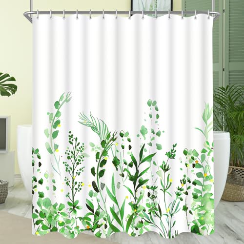 Lerores Shower Curtain, 100 x 200 cm, Flowers, Weighted Hem, Anti-Mould Textile, Water-Repellent
