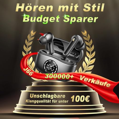 2026 Bluetooth Kopfhörer, Kopfhörer Kabellos Bluetooth 5.4, 50 Std Spielzeit In Ear Kopfhörer HiFi Stereo mit 4 ENC Noise Cancelling Mics, IP7 Wasserdicht Kabellose Kopfhörer, Ohrhörer mit LED-Anzeige