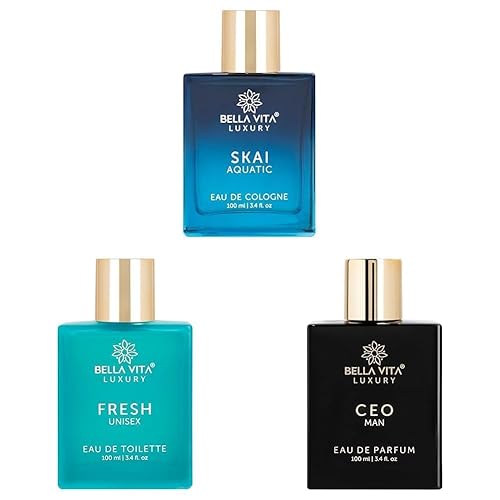 Bella Vita Luxury Work & Play Combo For Men, 3 Premium Long Lasting Fragrance Spray Scent With Skai EDC, Fresh EDT & CEO MAN EDP, 100ml Each