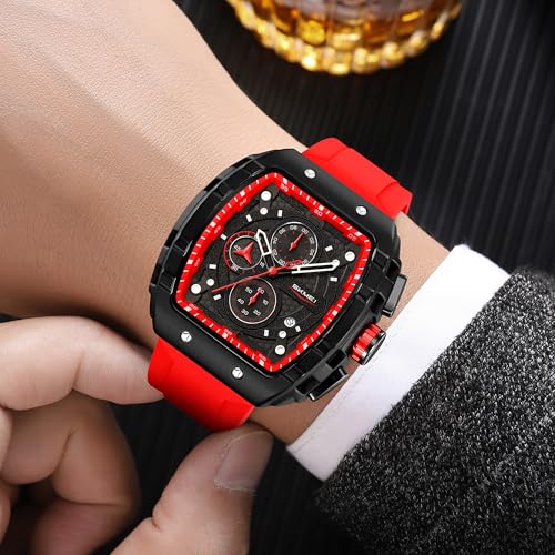 Image of SKMEI Tonneau Analog Watch - Men's Quartz Fashion Sports Watch, Analog Display, 30M Water-Resistant, Stopwatch & Date Function, Durable Zinc Alloy Case - 9341