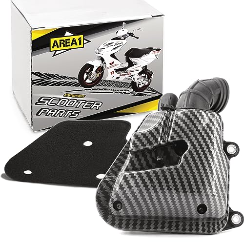 Area1 Luftfilterkasten + Luftfilter Carbon-Look für 50ccm 2Takt Minaralli/China Roller. Kompatibel mit Aerox Jog Neos Explorer Race GT Luxxon Tauris