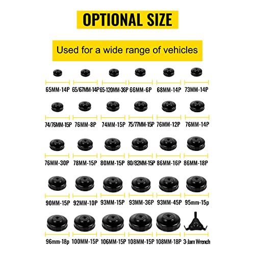 Vevor Oil Filter Socket Set, 30 Pcs Oil Filter Wrench Set, Sturdy Steel Oil Filter Socket, 3/8" Oil Filter Socket, Low Profile Oil Filter Socket Set For Easy Access, Oil Filter Wrench Cap Set W/ Case #TOP7