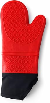 Busstier 100% Silicone Oven Mitt, Heat Resistant Fireproof Kitchen Holder, Anti-Slip Waterproof BBQ and Grill Mitt, Professional Pot Pan Handle, High Temperature Protector