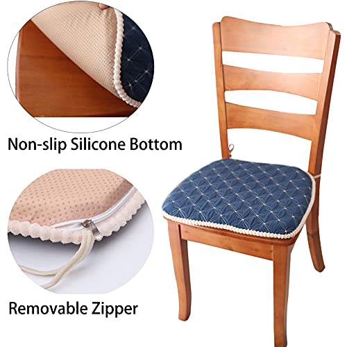 Veoay Chair Pads For Dining Chair Memory Foam Seat Cushions Kitchen Chair Cushions With Non-Slip Buttom [17.3 X 16.6 Inches] (Dark Blue, 1 Pack) #TOP4