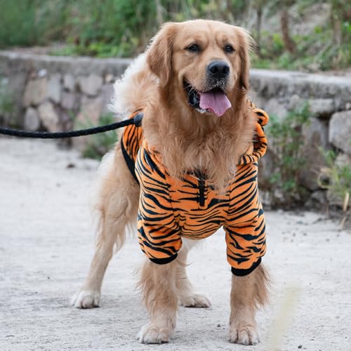 Hundekostüm Hundepullover Bademantel Hund Spaß Tiger mit Kapuze Halloween Rollenspiel Kostüm für Kleine & Mittlere Stitch Kostüm Hund Warm Winterkostüm (Dinosaurier, 4XL)