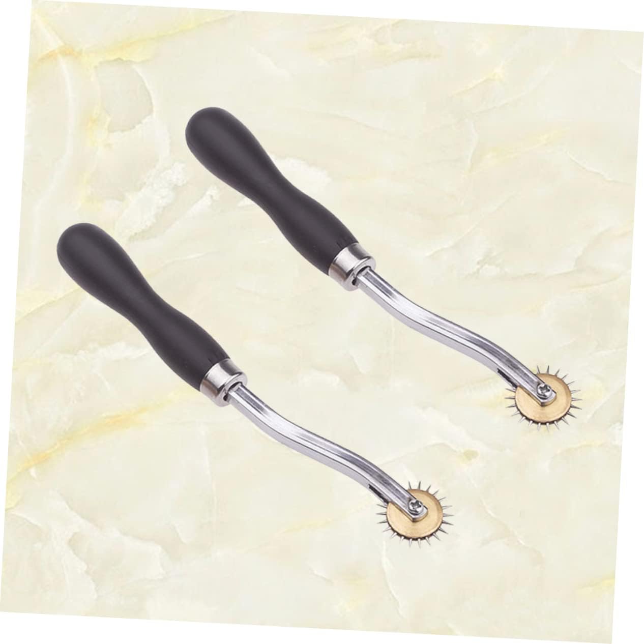 Holibanna 2Pcs Leather Toothed Tracing Wheel for Tailoring and Sewing Round Delimit Scribe Tool for Cross-Stitch and Fabric Marking