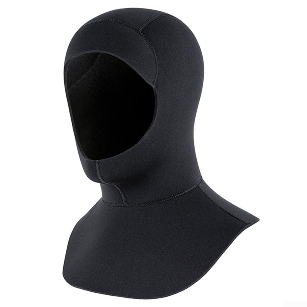 Neoprene Diving Hood 3Mm 5Mm Thickness Wetsuit Cap Thermal Head Cover,Swimming Snorkeling Surfing Hat For Men Women Water Sports Black(S/M 5mmBlack)