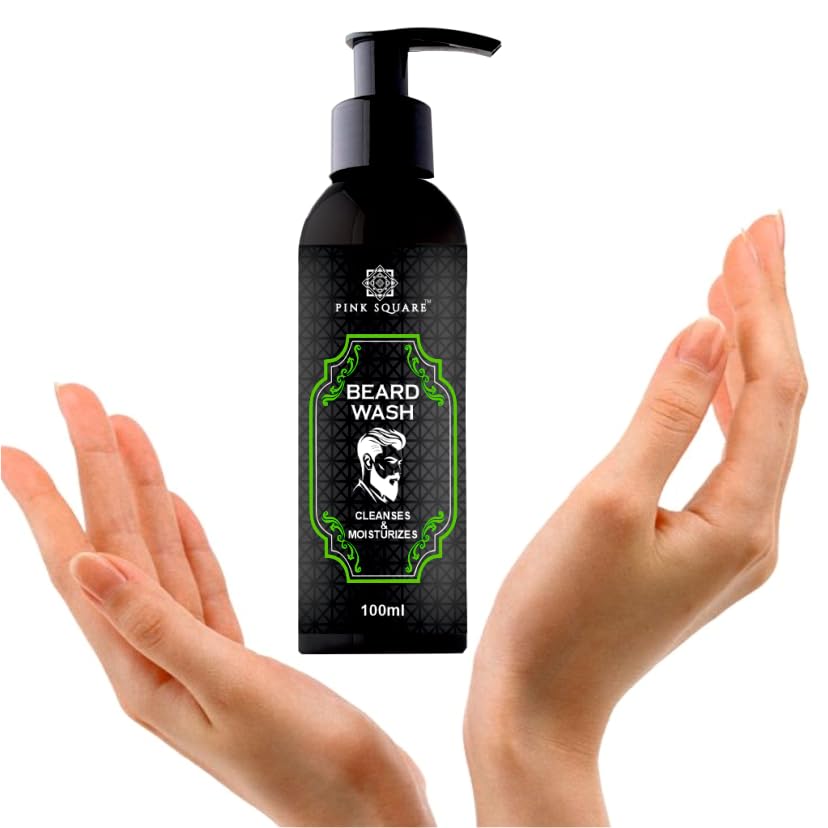Pink Square Beard Wash with Nutmeg Oil | Deep Cleansing Formula | For Soft & Frizz-Free Beard 100ml Pack of 3 3