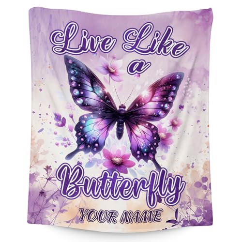 Custom Butterfly Blanket for Women, Cute Soft Throw Gifts for Girls, Cozy Flannel Throw Blankets for Couch Office, 30"x40"