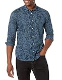 John Varvatos Star USA Men's Ross Slim FIT Long Sleeve Sport Shirt in Titanium Blue, Small