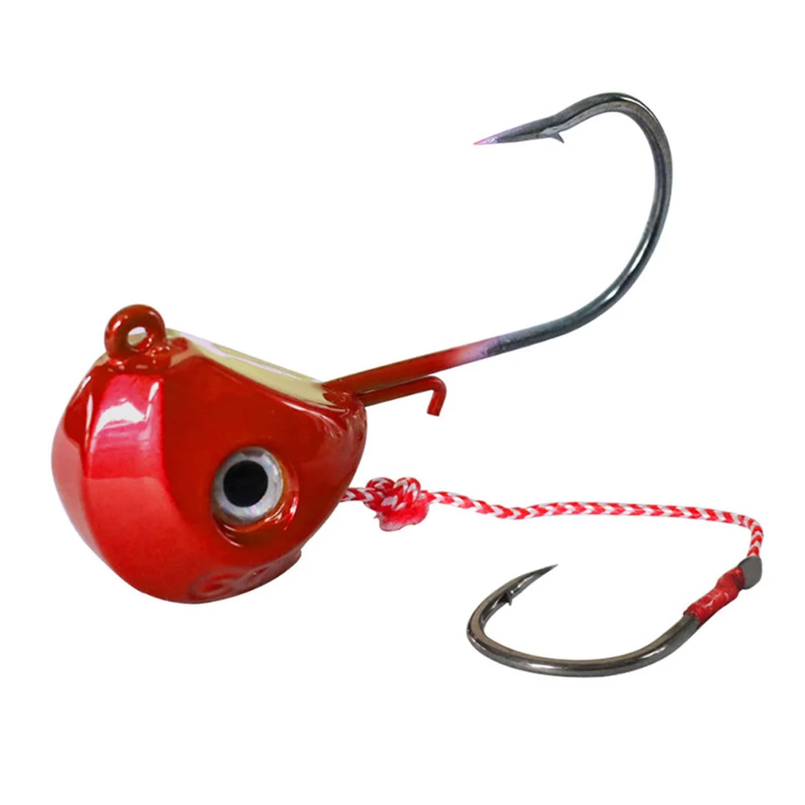 Anzuelos de Pesca con Cabeza de Metal, nuevos señuelos de 40g, 60g, 80g y 100g, anzuelos con un Solo Gancho, Accesorios for Barco for Pesca en el mar(Red,80g)