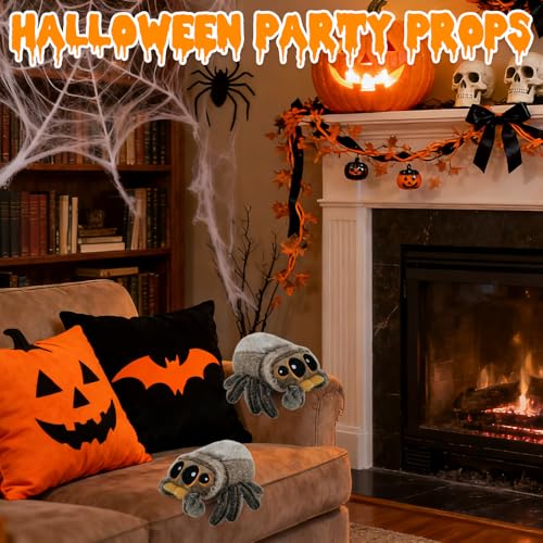 Vmxlso Spider Plush, Cute Spider Toy, Halloween Plush Toys, Big Eyes Jumping spider, Soft Toy, Halloween Christmas Birthday Gift 20cm (Dunkel) - Image 4