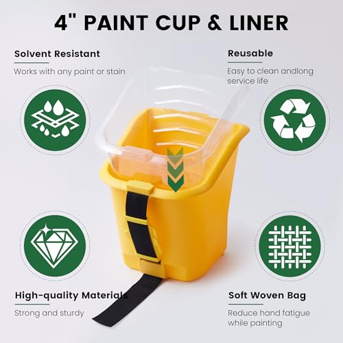 Image of voomey 4 inch Paint Bucket Hand Held, 5 Pack, Paint Cups, Paint Pail Liner, for Touch-ups, Crafts, and Coating Projects
