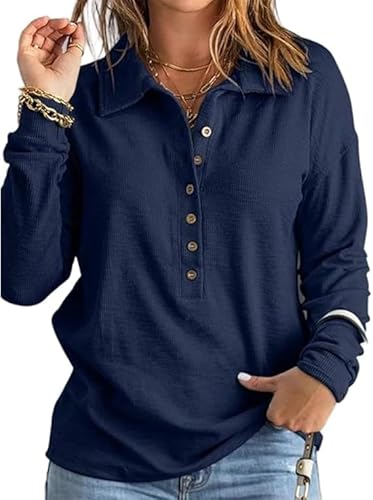 Kenhansion Womens Oversized Long Sleeve Cardigan Open Front Sweaters Fall Shrug Shoulder Pullover Sweatshirts Fashion Outfit (Dark Blue,Large)