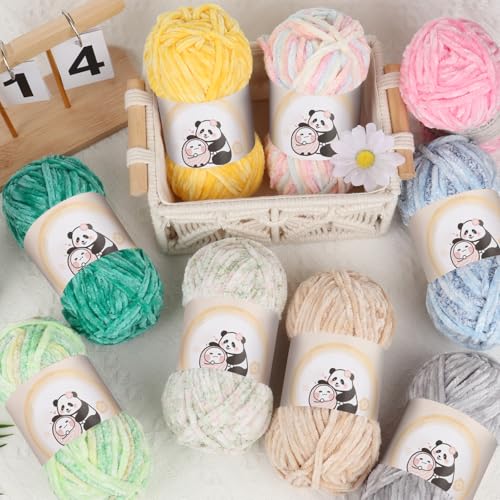 Aeelike Chenille Wolle 400g Hellgrau – Bild 5