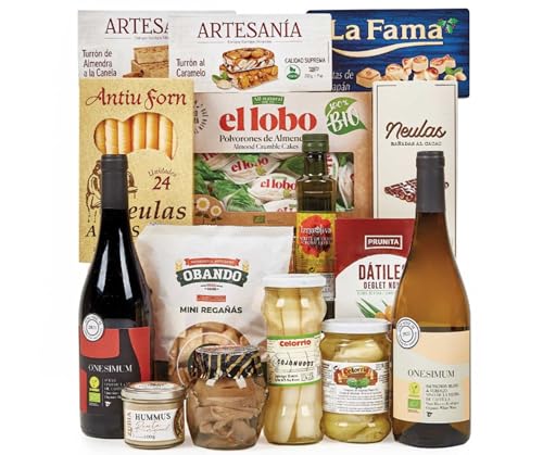 Lote 226: Cesta de Navidad Vegana con Vinos y Conservas Vegetales en Caja Kraft - Ibéricos a domicilio gourmet