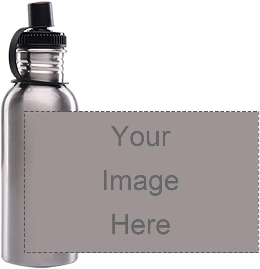 Custom Personalized Silver Sports Bottle 600ML Sport Water Bottle Customizable Holiday Gift or Birthday Present Customize Text or Photo