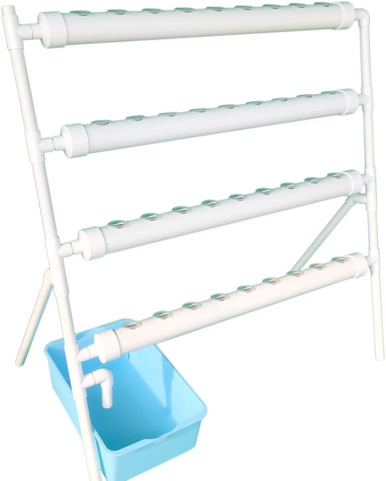 LAPOND Hydroponic Grow Kit,4 Layers 36 Plant Sites PVC Pipe Hydroponics 4 Pipes Hydroponics Growing System Water Culture Garden Plant System for Leafy Vegetables (4 Pipes)