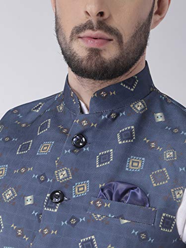 Image of Hangup mens printed nehru jacket 35A PRINTED NEHRU