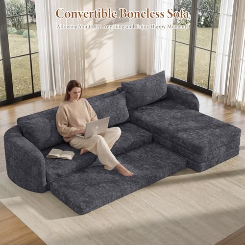 Image of Vesgantti 6 in 1 Convertible Folding Sleeper Sofa Bed, No Assembly, Blue