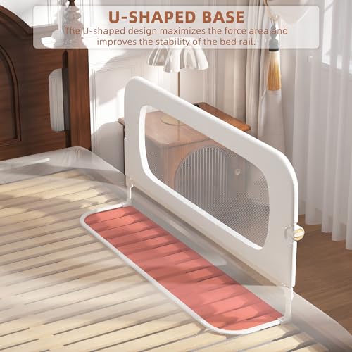 FigTime Bed Rail for Toddlers, Baby Bed Rail Guard for Kids, Toddler Bed Rails with Reinforced Anchor Fit, Height Adjustable & Foldable Bed Rail Guard for Twin, Full, Queen & King Beds (White, 48IN) by FigTime - Image 6