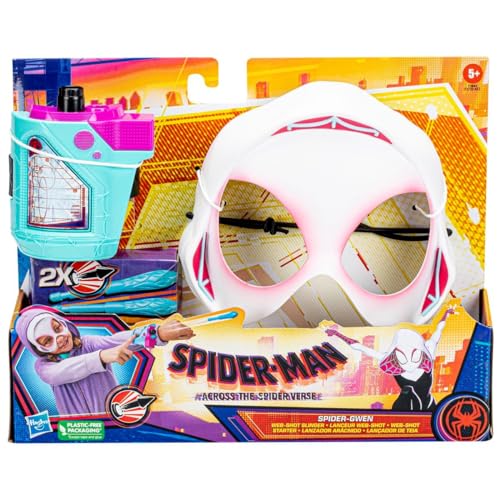 Coleccionables, Toy Marvel Spider-Man: Across The Spider-Verse Spider-Gwen Web-Shot Slinger - Juego de máscara y Blaster, Disparador de telaraña, Juguetes de Disfraz de...