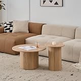 DEYARNA HOME Ensemble de 2 Tables Basses Rondes Gigognes, Table Basse Moderne à Tambour Ca...
