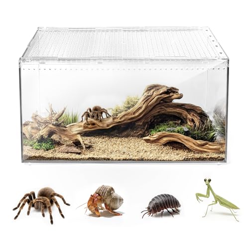 AZV Escape Proof Reptile Terrarium,Shatter Proof Polycarbonate Tarantula Tank with Magnetic...