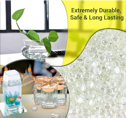 Miniatura 6 de Arsuk Claro Guijarros De Vidrio - 180 Piezas Piedras De Cristal, Gemas De Vidrio, Pepitas De Cristal, Cuentas De Fondo Plano, Guijarros Decorativos De Piedra, Artesanía, Relleno De Jarrones -960gm