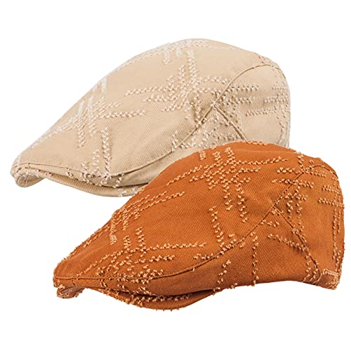 Image of LADYBRO 2-Pack Unisex Flat Cap Newsboy Hats for Men Women Casual Adjustable