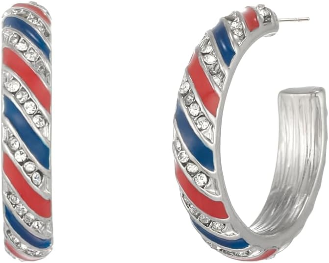 Madison Tyler Americana Collection Jewelry | Red White Blue Star Stud Dangle Earring | 4th of July Americana Flag Earrings | Independence Day Patriotic Earrings