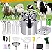 PKNYBZN 8L Milking Machine, Rechargeable Adjustable Suction Pulsation Vacuum Electric Milker, 2-in-1 Milking Machine with 304 Stainless Steel Buckets for Cows and Goats