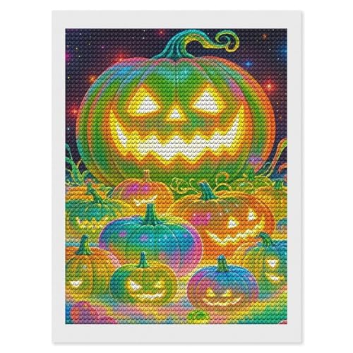 Art diamant adultes citrouille lumineuse broderie diamant ronde bricolage maison