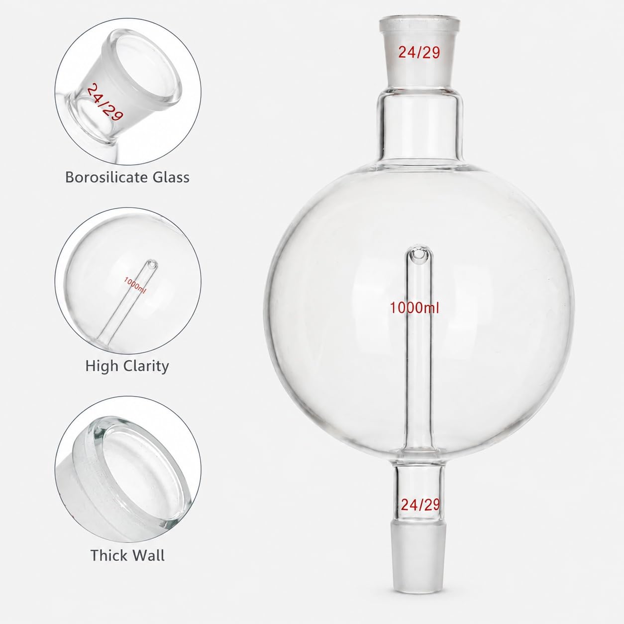 Glas Spritzschutz-Kopf Rotationsverdampfer-Falle-1000ml-24/29 19/26